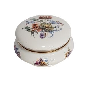 Limoges France Floral Porcelain Trinket Box Jewelry Holder Vintage
